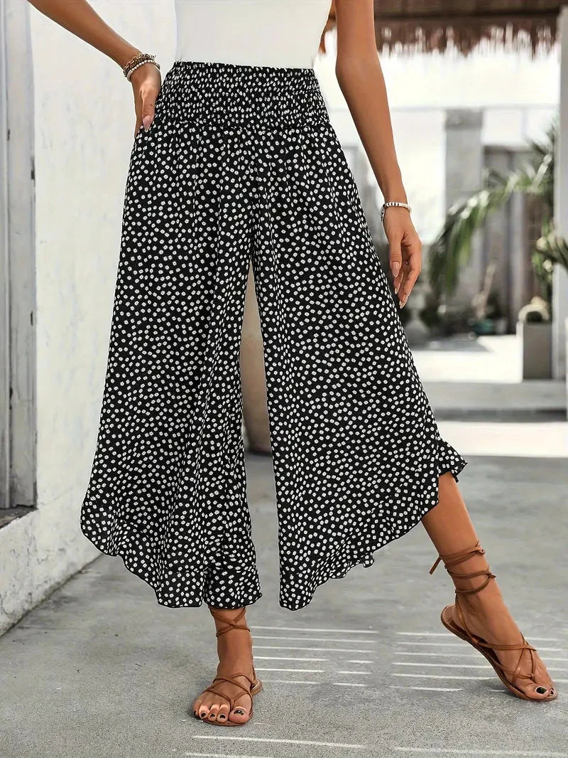 Polka-Dot Wide Leg Pants