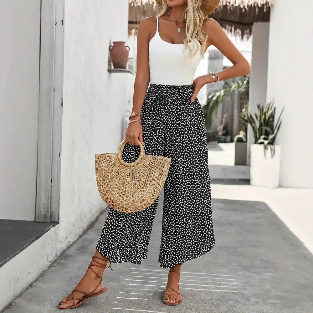 Polka-Dot Wide Leg Pants
